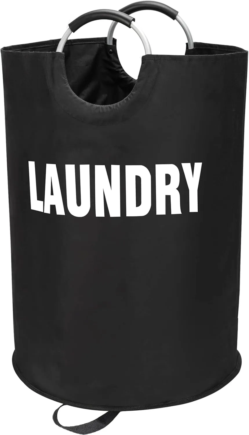 160L XX-Large Laundry Basket, Freestanding Tall Clothes Hamper, Collapsible Laundry Bag, Waterproof with Foam Protected Aluminum Handles for College Dorm, Family,Black