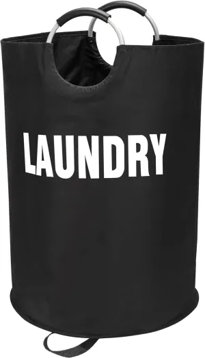 160L XX-Large Laundry Basket, Freestanding Tall Clothes Hamper, Collapsible Laundry Bag, Waterproof with Foam Protected Aluminum Handles for College Dorm, Family,Black