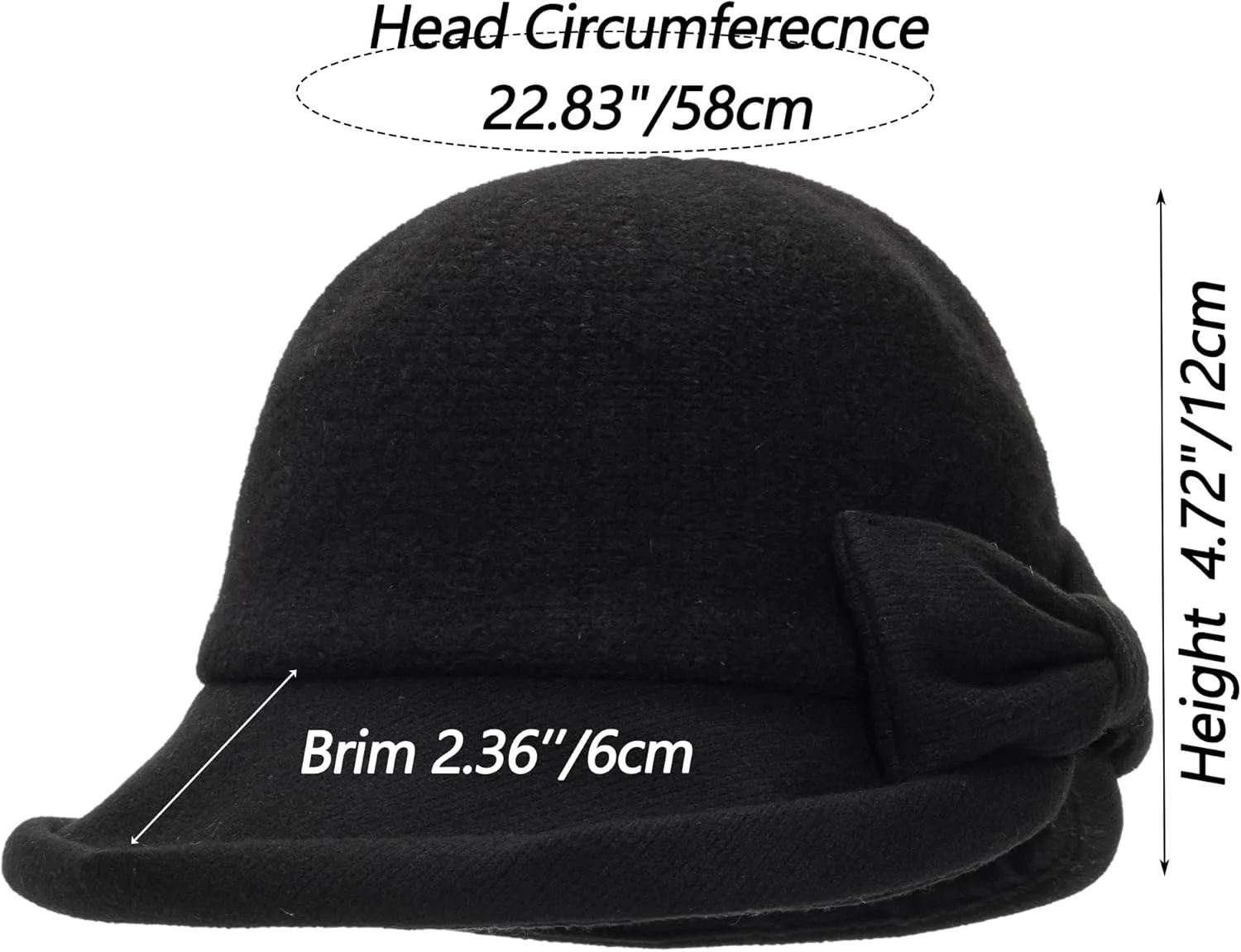 1920s Bowler Cloche Bucket Hat for Woman - Winter Warm Church Derby Fedora Hat with Bowknot