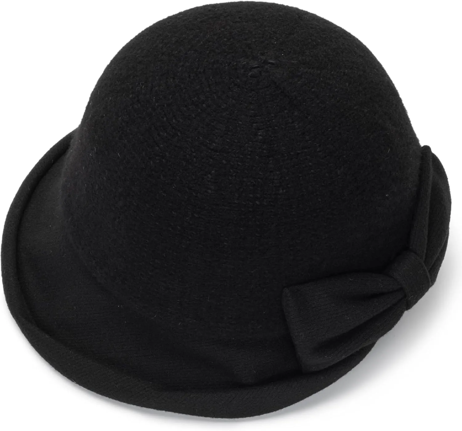 1920s Bowler Cloche Bucket Hat for Woman - Winter Warm Church Derby Fedora Hat with Bowknot