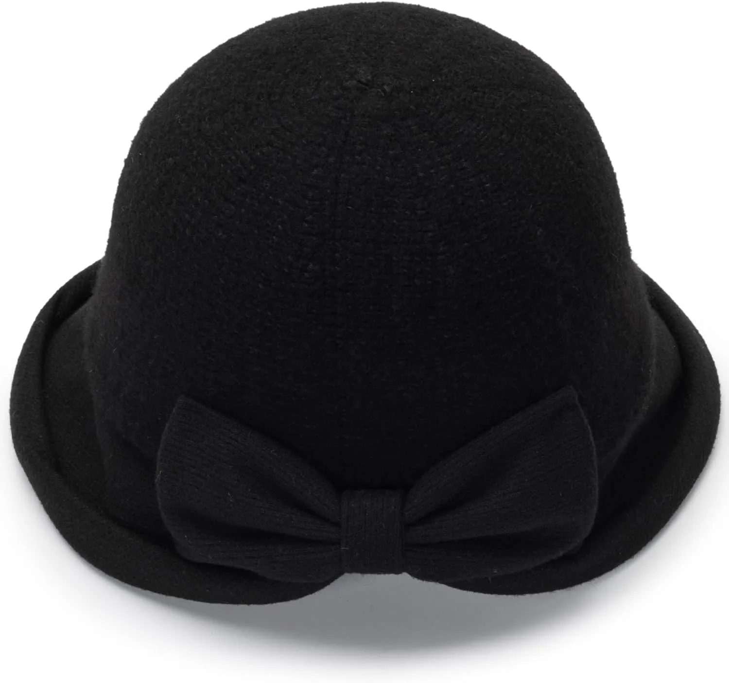 1920s Bowler Cloche Bucket Hat for Woman - Winter Warm Church Derby Fedora Hat with Bowknot