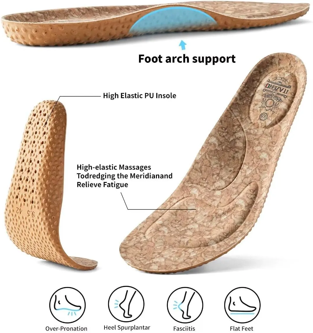 1TAZERO Men Wide Width Slip On Shoes Loafer with Arch Support Insoles Men Casual Shoes for Plantar Fasciiti with Arch Support