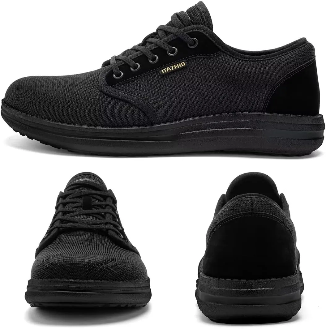1TAZERO Men Wide Width Slip On Shoes Loafer with Arch Support Insoles Men Casual Shoes for Plantar Fasciiti with Arch Support