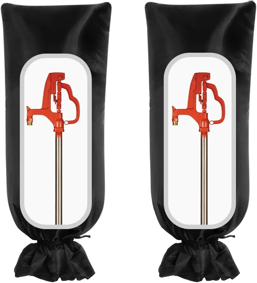 2 Pack Outdoor Faucet Covers for Winter, 13" W x 25" H Sprinkler Freeze Protector, Outside Yard Hydrant Insulated Hose Bib Protector Socks, Spigot Pipe Covers Freeze Protection Black