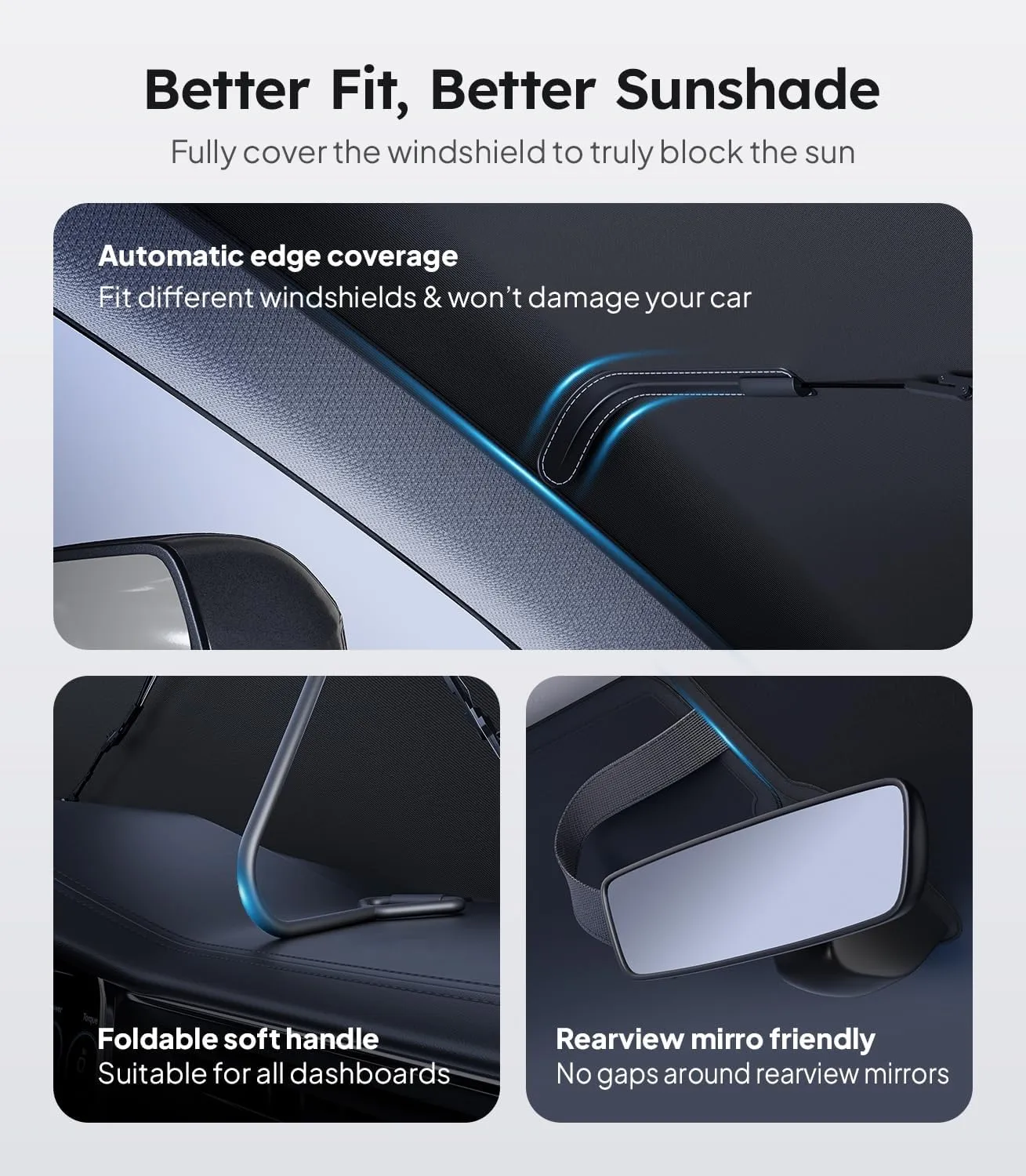 2025 Ice-Shield Car Windshield Sun Shade [100% Sun Block, 4th-Gen Cooling Tech] Reflective Heat Insulation, Portable Foldable Front Window Sunshade for Sedans/SUVs - Universal Fit 57"x32"