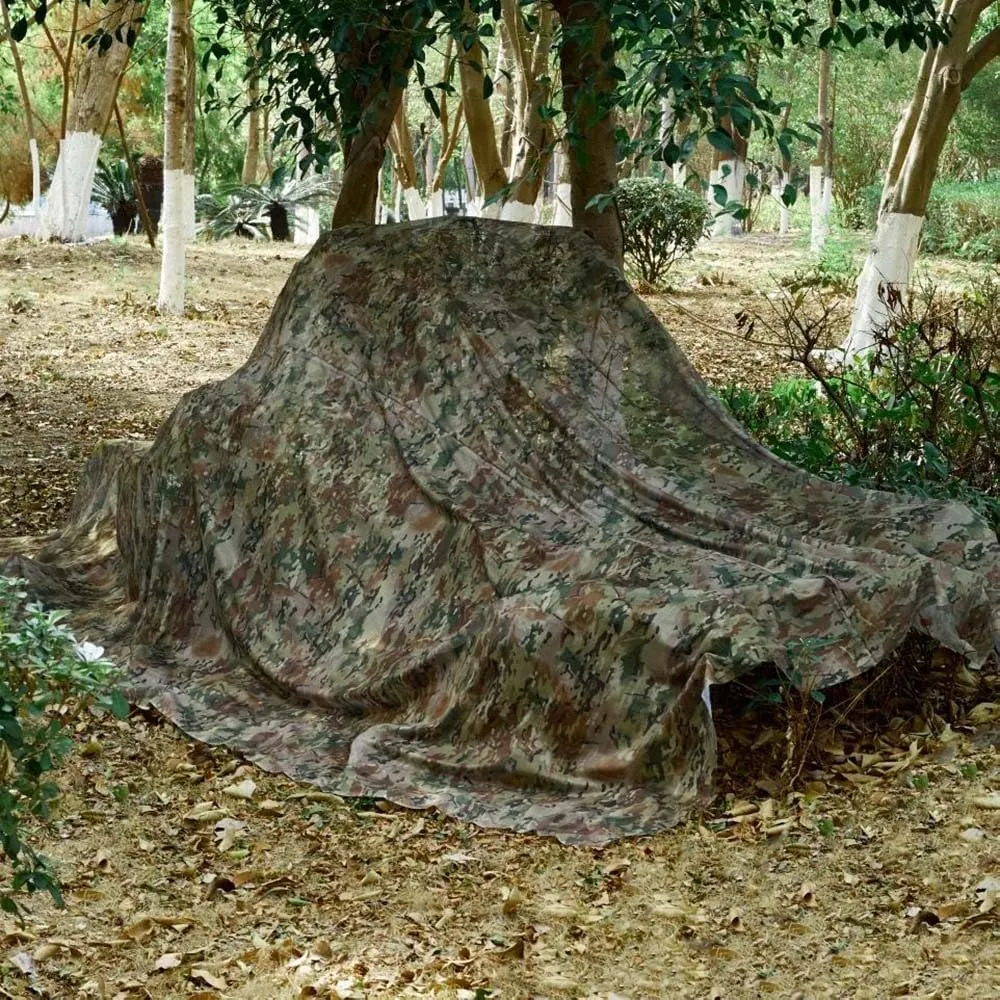 300D Camouflage Netting Burlap Camo Mesh Sunshade Camouflage Cover Shooting Hunting Camo Netting Military Ground Blinds for Tree Stand(2x3/6.6x10ft)
