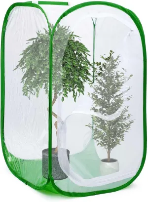 36" Mesh Plant Enclosure Pop-Up Plant Protection Tent, 24”x 24”x 36” Mesh Plant Cover Grow Tent Plant Cover for Fruit, Vegetables, Pests, Bird and Pest Protection Guard for Flowers and Herbs (Green)