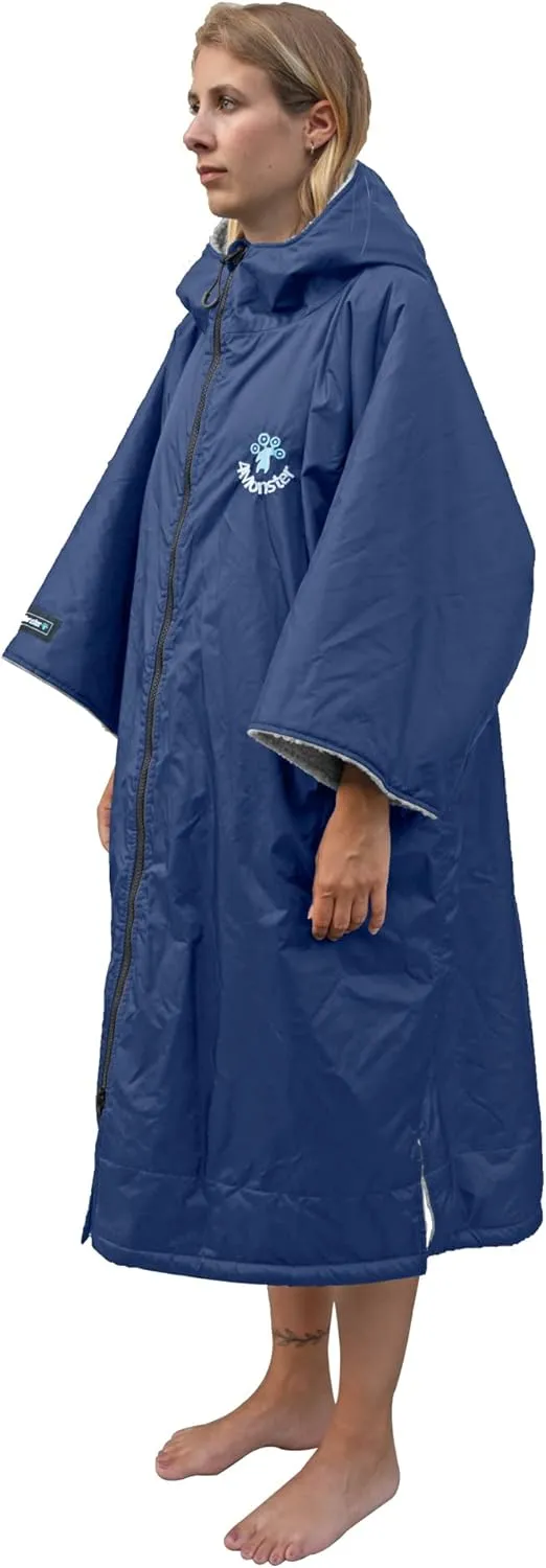 4Monster Swim Parka with Hood,Quick-dry Wetsuit Changing Robe Waterproof,Warm Coat Surf Poncho for Water Sport, Beach&Pool