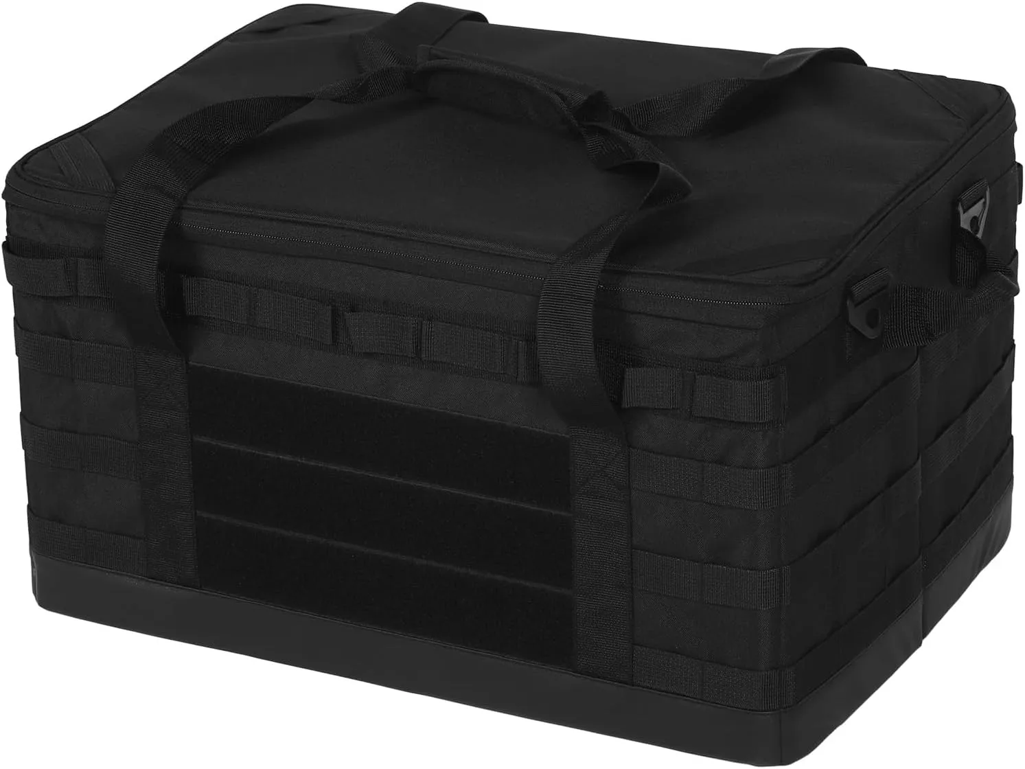 60L Camping Storage Bag with Removable Dividers Multiple Pockets Anti Slip Black Camping Cookware Organizer for Traveling