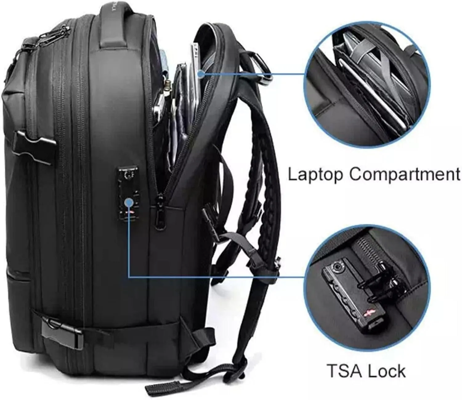 Airvac Backpack, Airvac Travel Backpack Bag, Spence Vac Vacuum Bag for Travel with Wireless Vacuum Pump Reusable Compression Suitcases Space Saver 60L (Black)