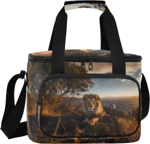 ALAZA Large Lunch Bag Insulated Cooler Bag Soft Lunch Box Lion Grasslands Waterproof Leakproof Beach Travel Picnic Portable