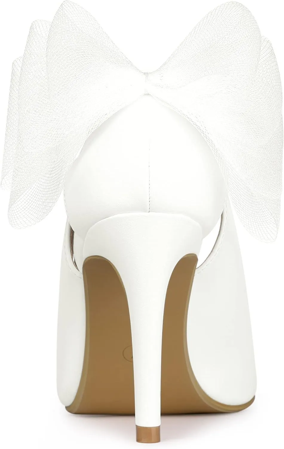 Allegra K Women's Mesh Bow Pointed Toe Stiletto High Heels Pumps