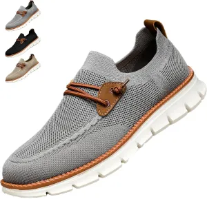 AMAZIDEAL Men's Knited Mesh Barefoot Shoes Casual Lace Up Walking Sneakers Comfortable Slip On Lightweight Breathable Driving Loafer