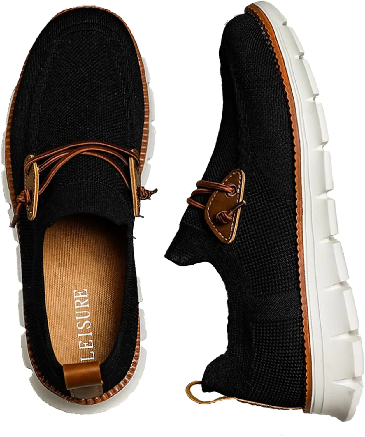 AMAZIDEAL Men's Knited Mesh Barefoot Shoes Casual Lace Up Walking Sneakers Comfortable Slip On Lightweight Breathable Driving Loafer