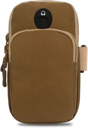 Arm Band for Phone for Running Outdoor Sports Running Men's and Women's Mobile Phone Wallet Key Case Outdoor Sports Arm Bag with Earphone Hole Bag On Hand (Brown)