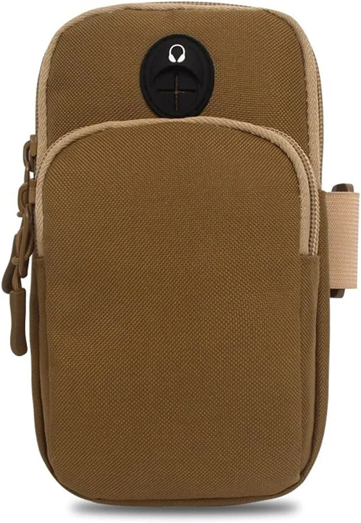 Arm Band for Phone for Running Outdoor Sports Running Men's and Women's Mobile Phone Wallet Key Case Outdoor Sports Arm Bag with Earphone Hole Bag On Hand (Brown)