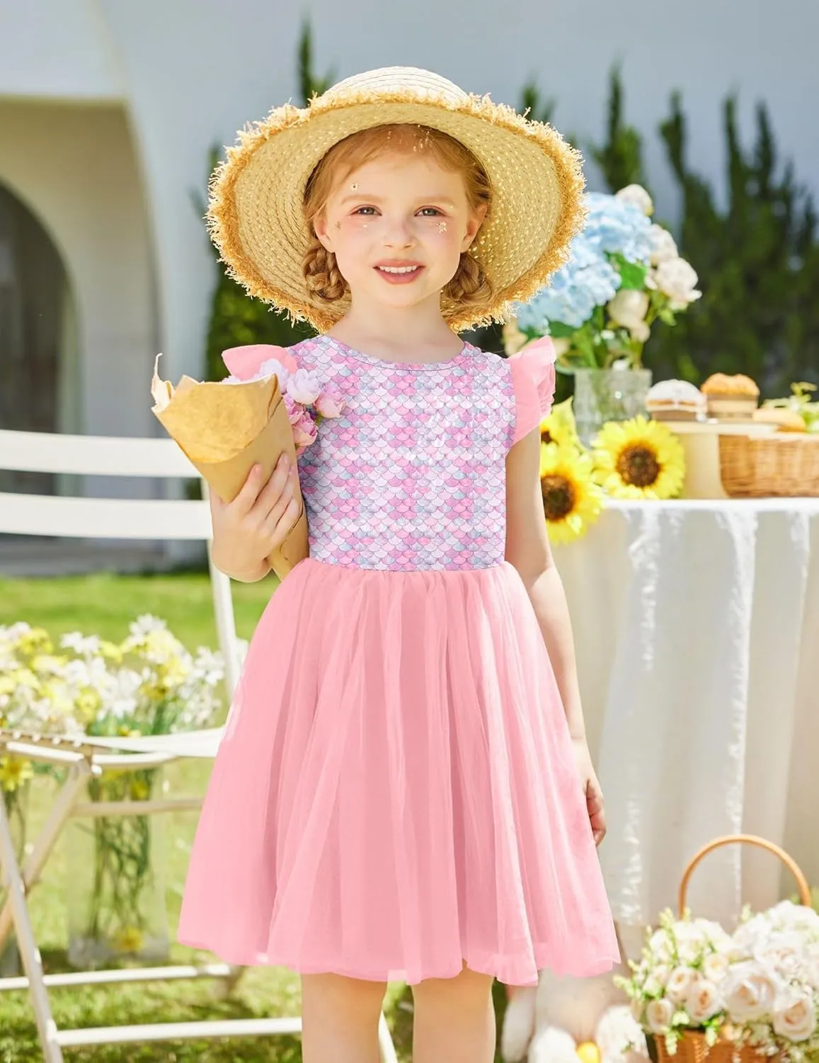 Arshiner Toddler Tutu Dress Little Girls Summer Tulle Backless Party Birthday Cotton Dresses 2-6Y