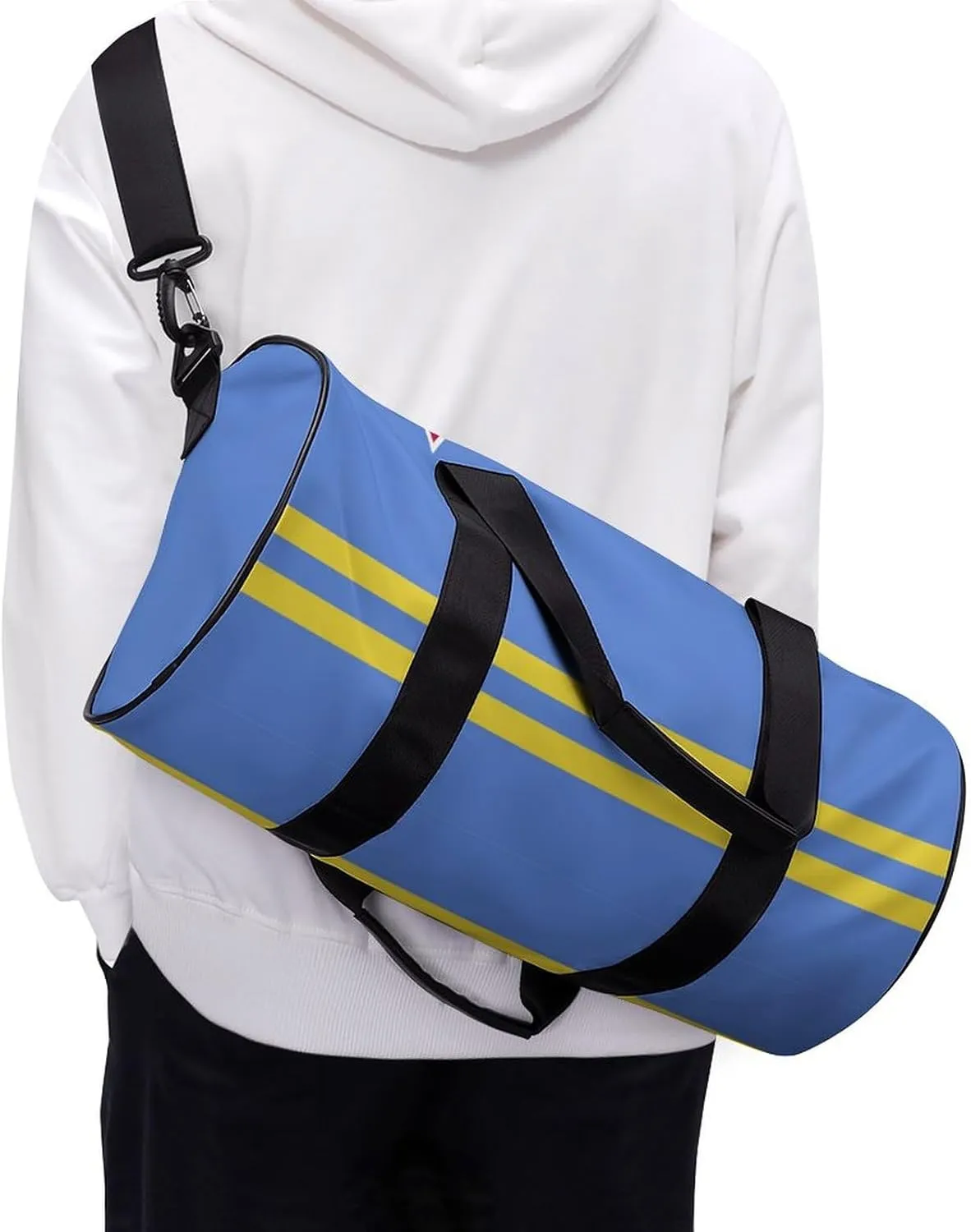 Aruba Flag Large Gym Duffel Bag with Wet Pocket for Men Women Travel Workout