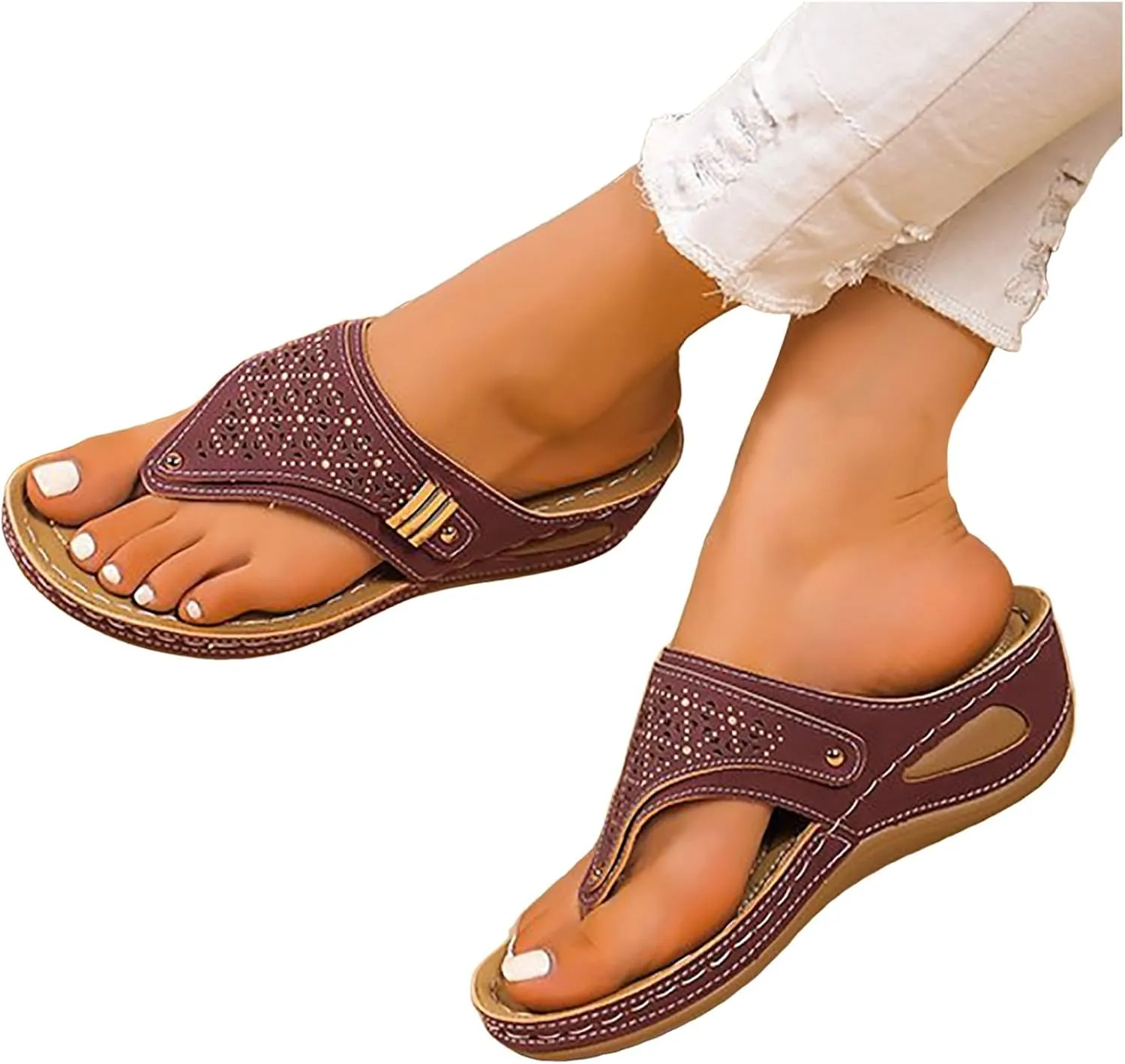 Avylays Orthopedic Sandals for Women Wedge Walking Sandals Breathable Mesh Sports Sandals Non Slip Platform Slippers