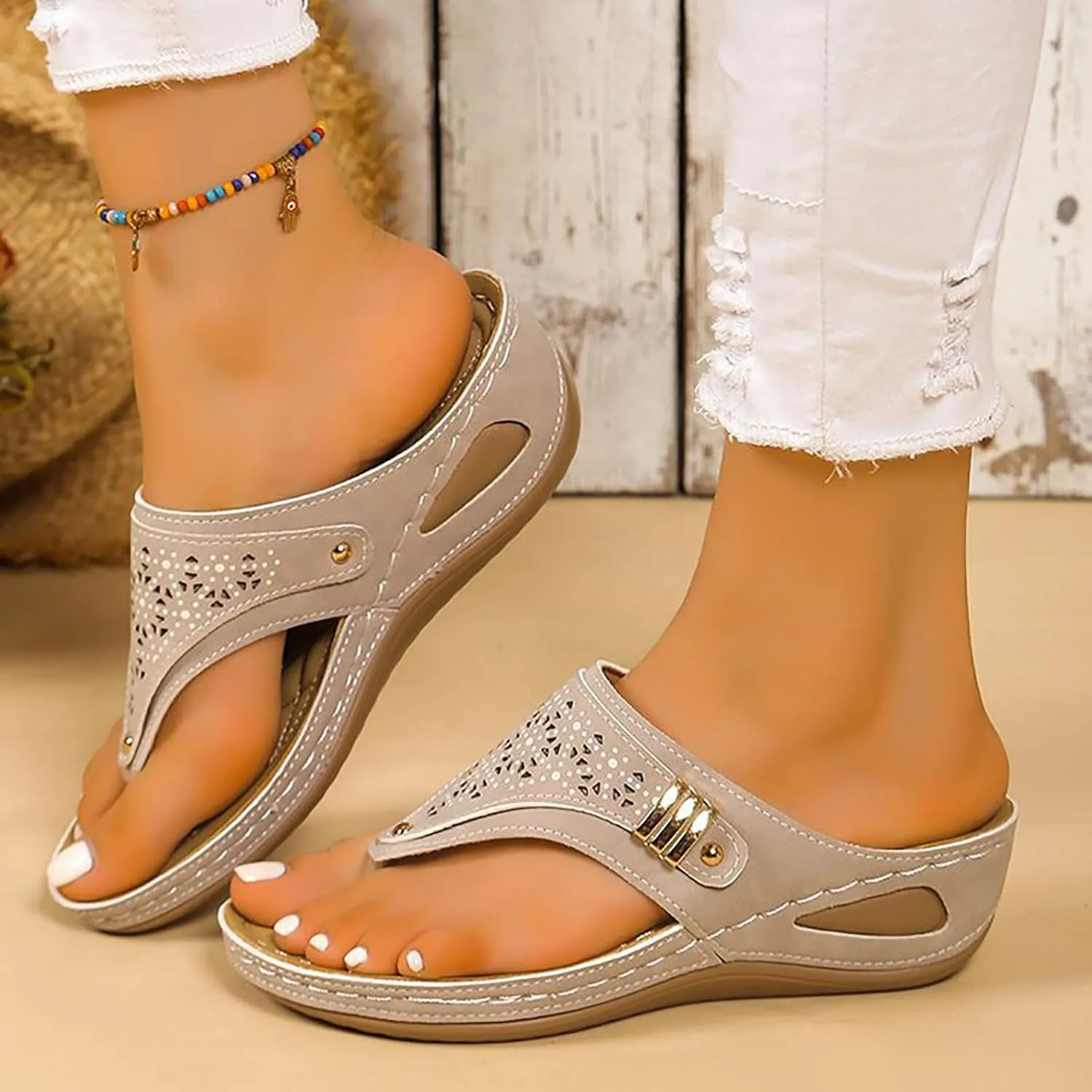Avylays Orthopedic Sandals for Women Wedge Walking Sandals Breathable Mesh Sports Sandals Non Slip Platform Slippers