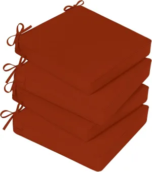 Basic Beyond Outdoor Chair Cushions for Patio Furniture, Waterproof Outdoor Seat Cushions Set of 4 18 x 18, Patio Chair Cushions Set of 4 with Ties and Handle, Brick Red