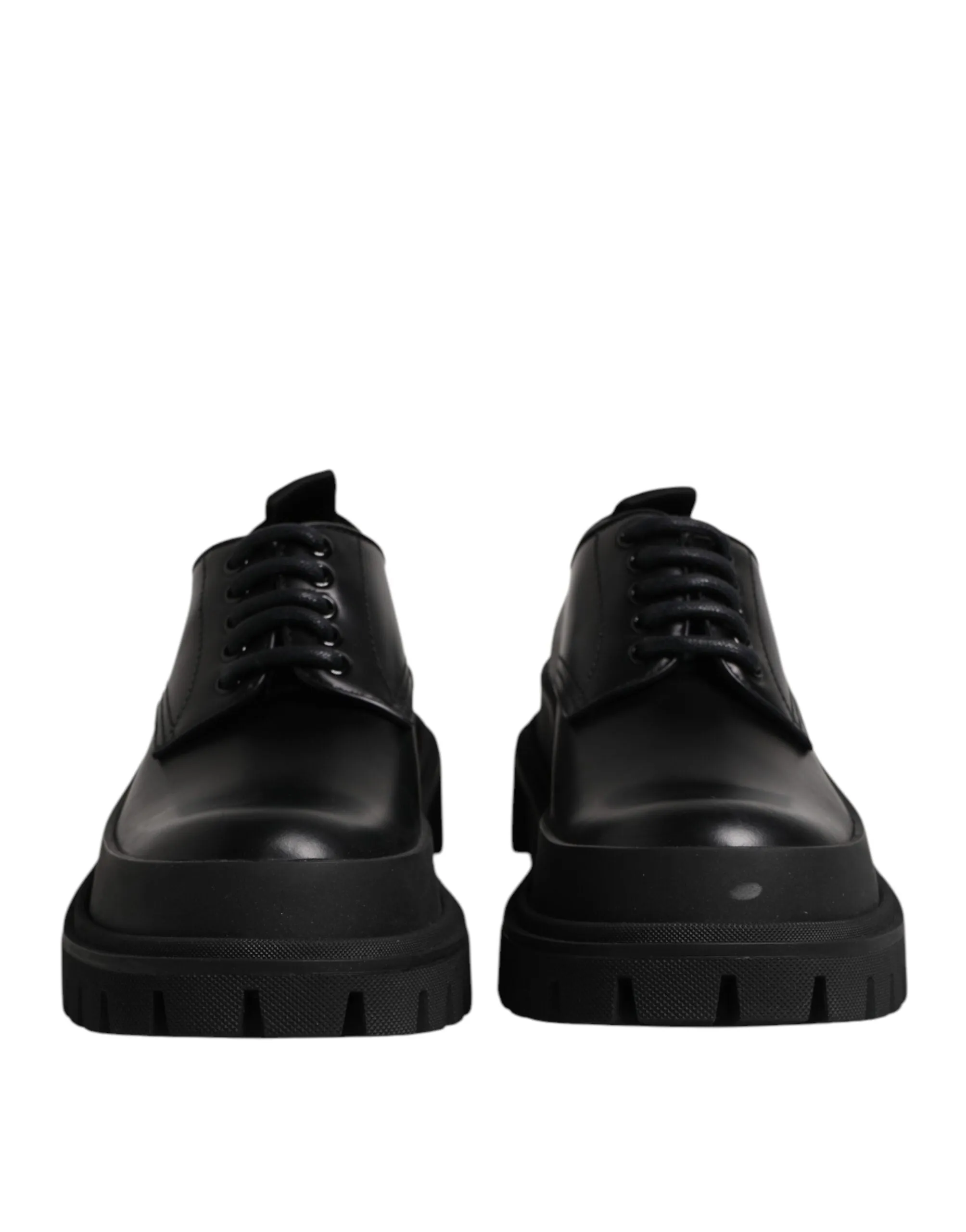 Black Leather Lace Up Derby Men Dress Shoes