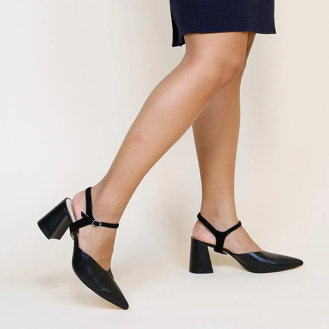 Black V Mule   Black Suede Jackie Strap