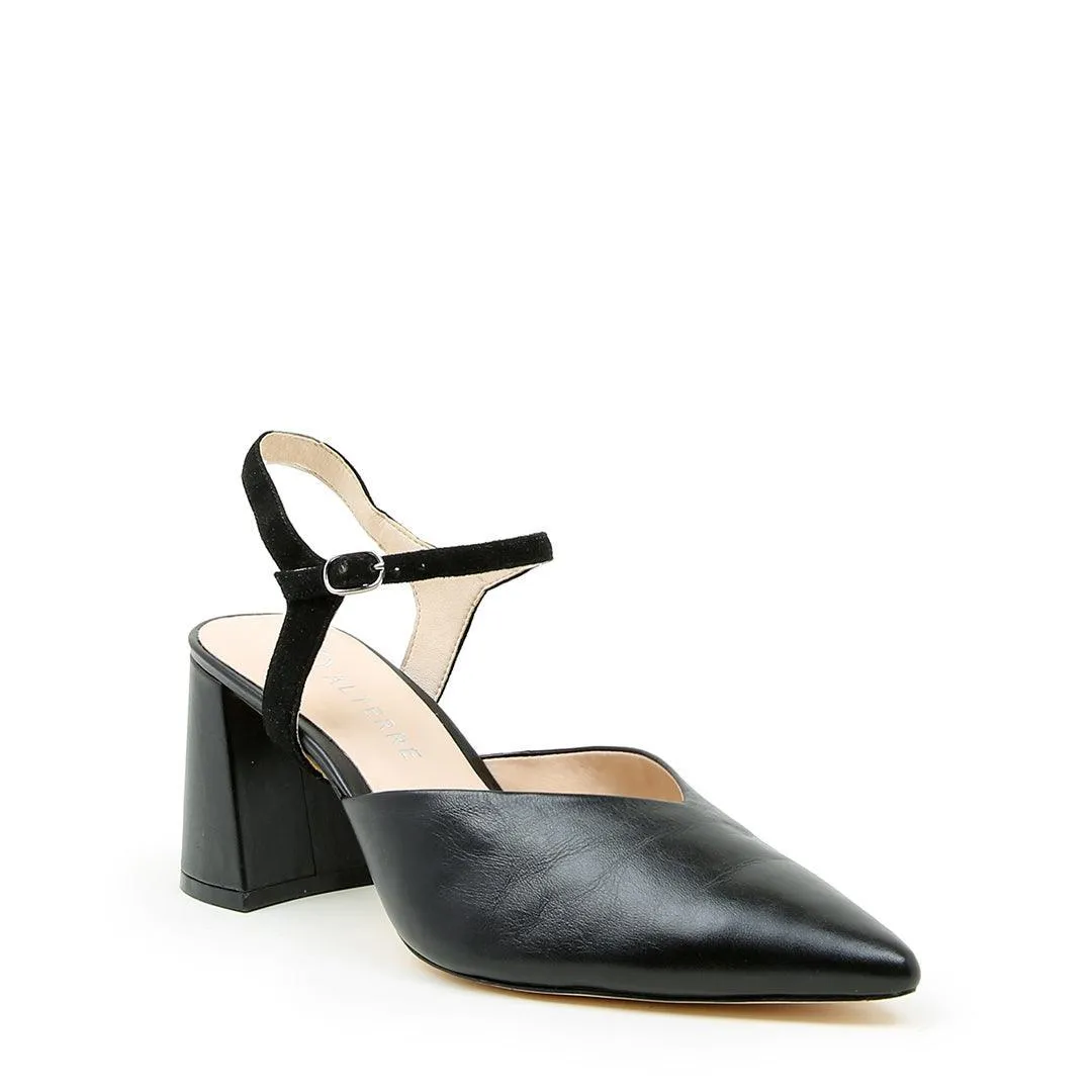 Black V Mule   Black Suede Jackie Strap