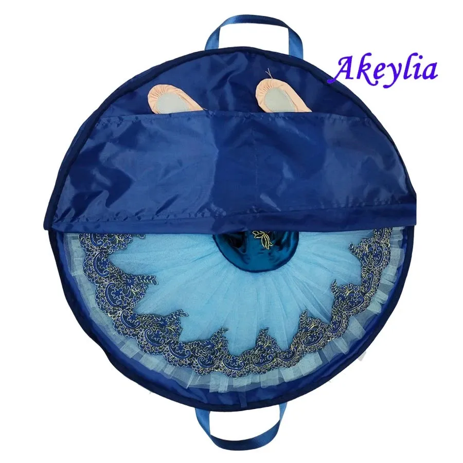 Blue Waterproof Ballet Tutu Bag with Zippers, Pink Canvas, Flexible & Foldable Dance Bag for Tutus