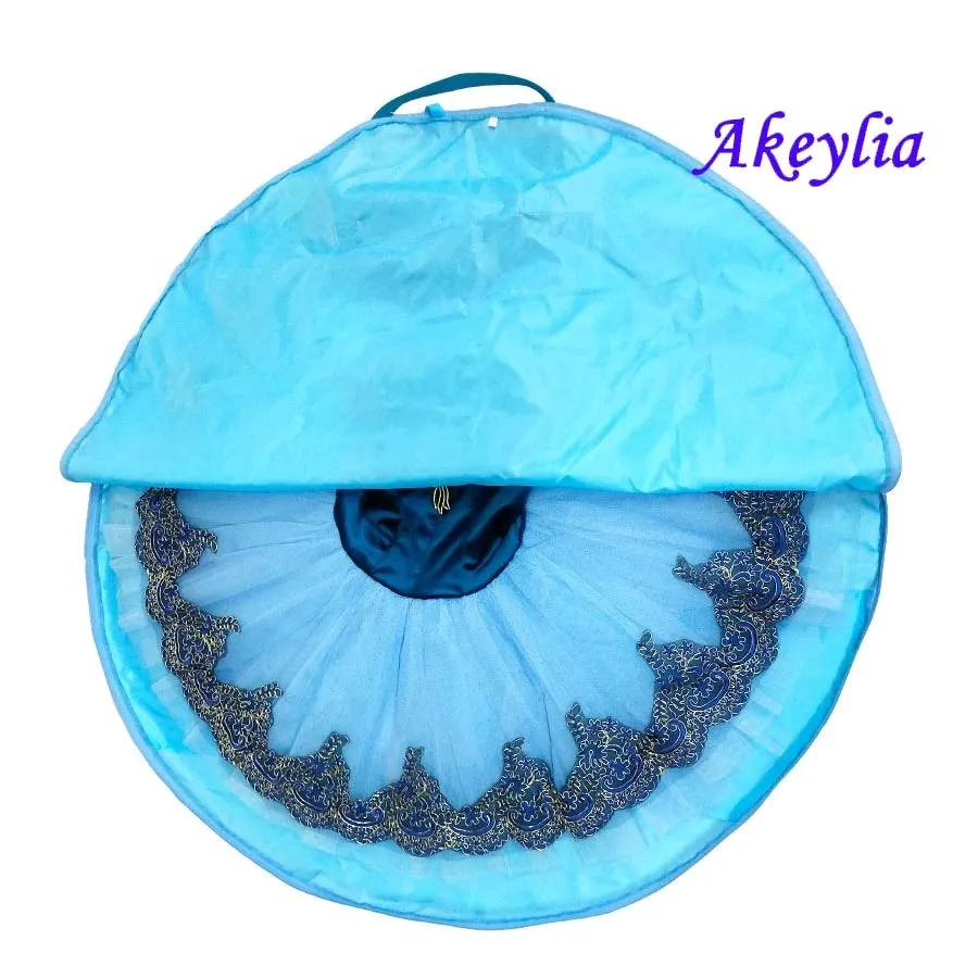 Blue Waterproof Ballet Tutu Bag with Zippers, Pink Canvas, Flexible & Foldable Dance Bag for Tutus