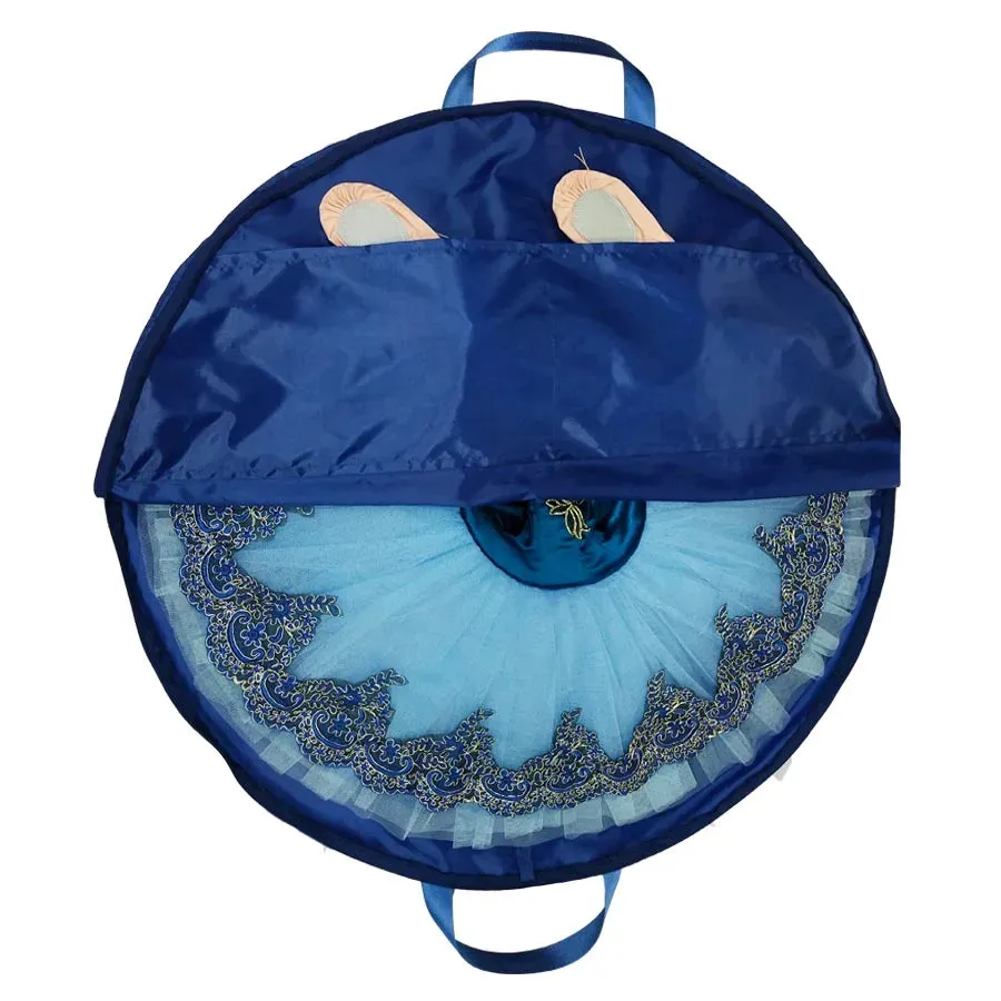 Blue Waterproof Ballet Tutu Bag with Zippers, Pink Canvas, Flexible & Foldable Dance Bag for Tutus
