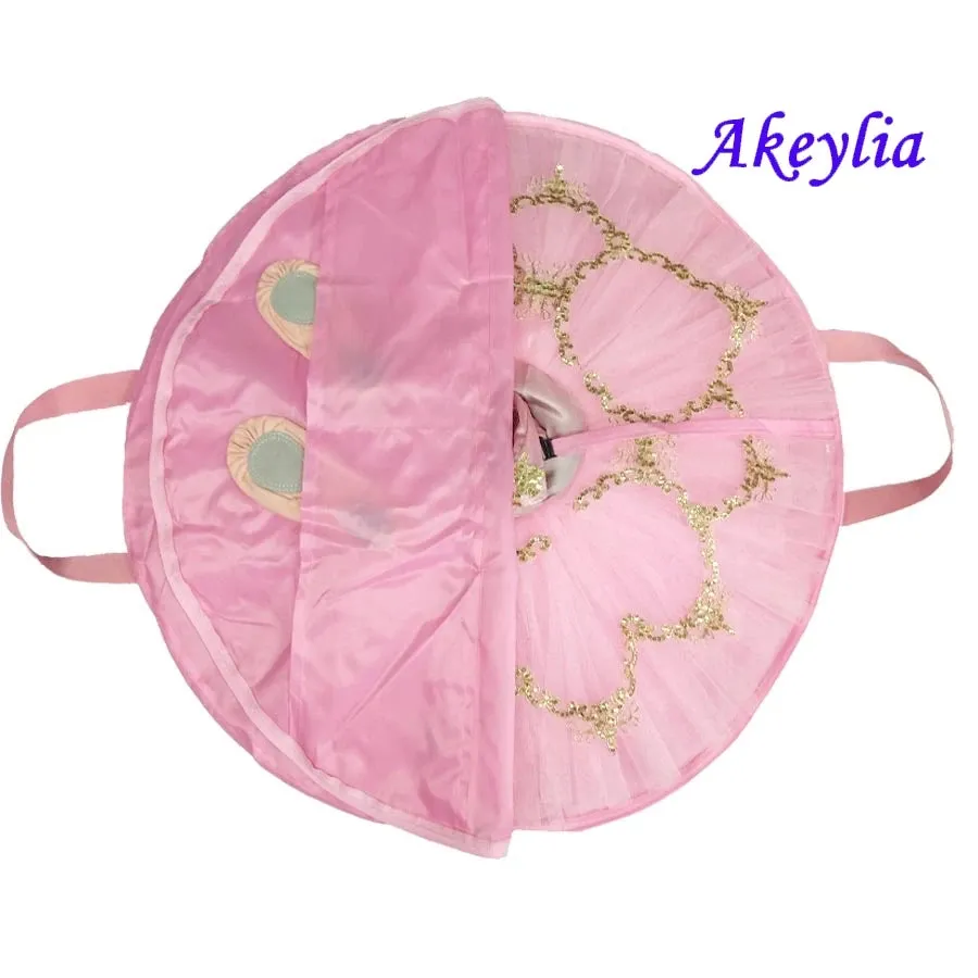 Blue Waterproof Ballet Tutu Bag with Zippers, Pink Canvas, Flexible & Foldable Dance Bag for Tutus