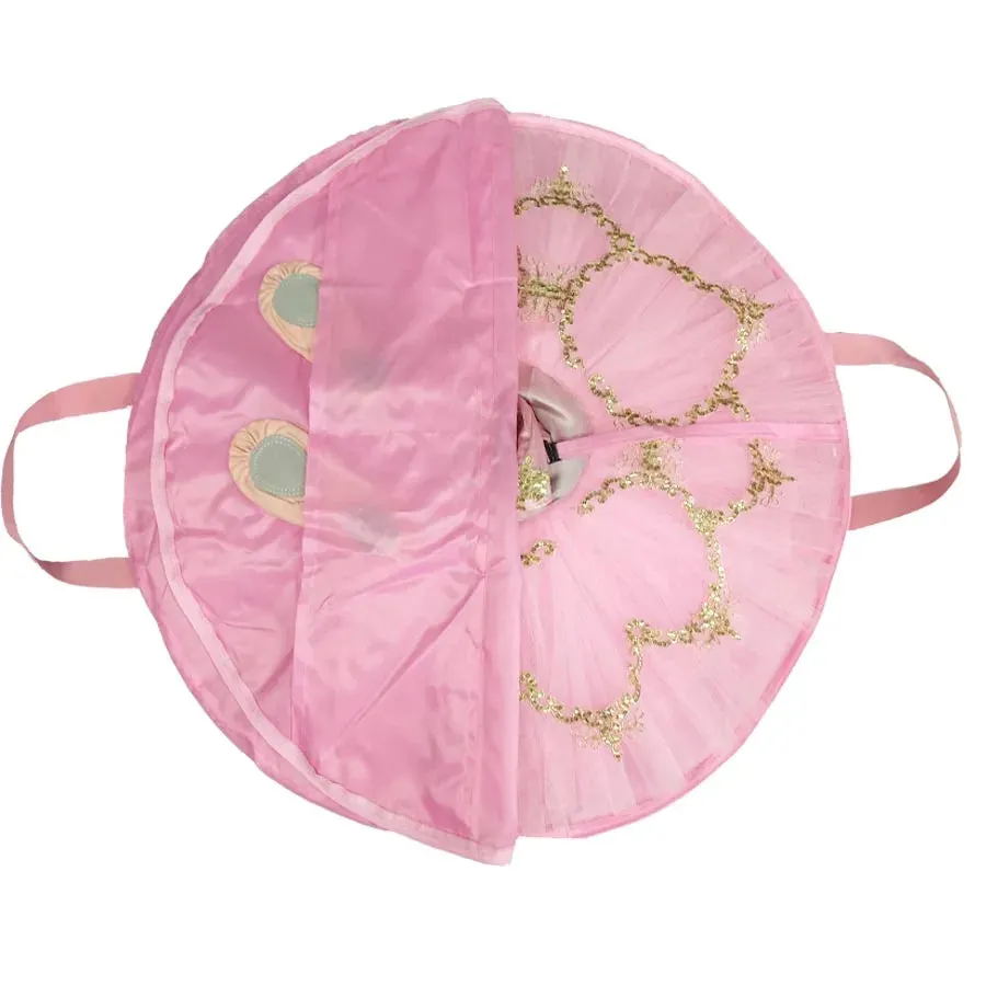 Blue Waterproof Ballet Tutu Bag with Zippers, Pink Canvas, Flexible & Foldable Dance Bag for Tutus
