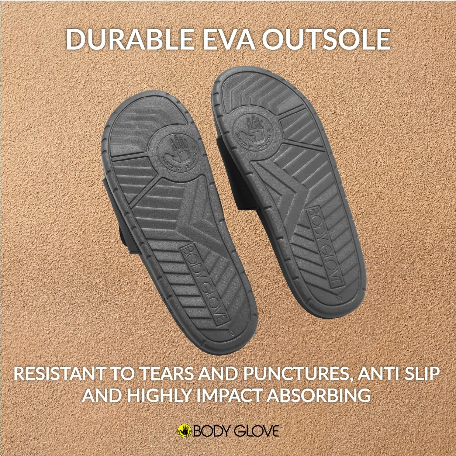 Body Glove Men’s Slides, Cushioned Slide-on Sandal Slippers with Padded Adjustable Strap