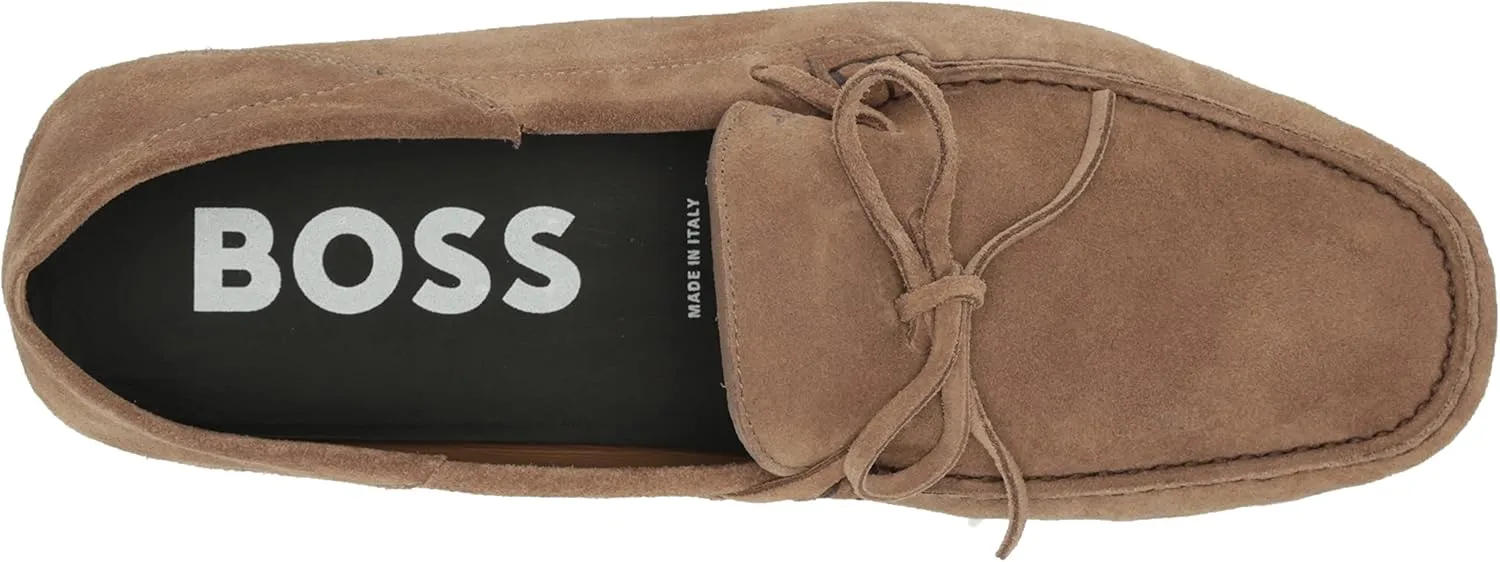 BOSS Women's Suede Slip-on Moccasins with Top Bow Detail Loafer Flat