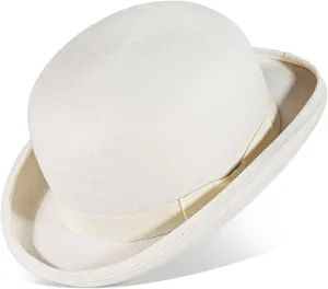 Bowler Derby 100% Wool Theater Quality Hat for Men Women, Clown Bowler, Bolo Hat–Genuine Felt Derby Hats for Costumes