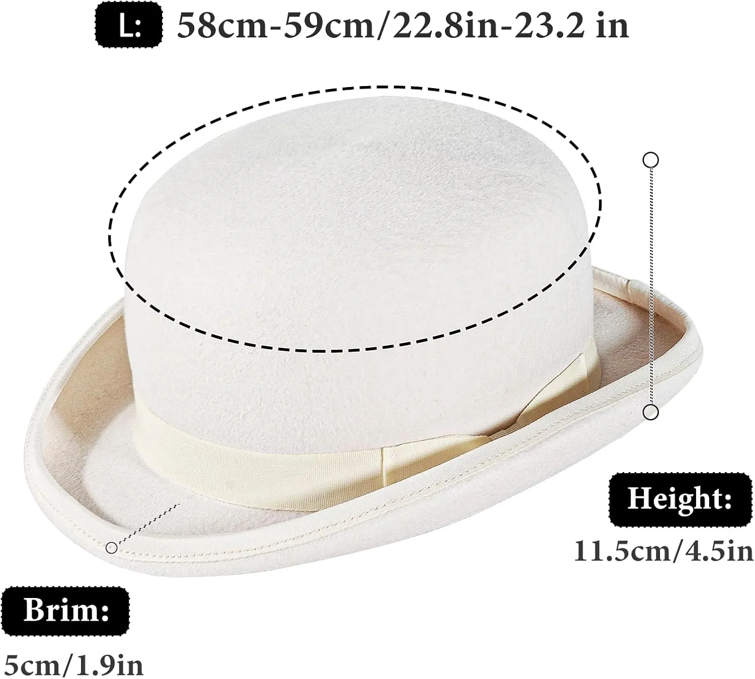 Bowler Derby 100% Wool Theater Quality Hat for Men Women, Clown Bowler, Bolo Hat–Genuine Felt Derby Hats for Costumes