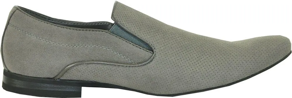 Bravo Mens Dress Shoes Berto-6 Faux Suede Loafer Fashion with A Plain Round Point Toe