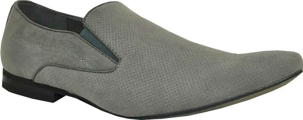 Bravo Mens Dress Shoes Berto-6 Faux Suede Loafer Fashion with A Plain Round Point Toe