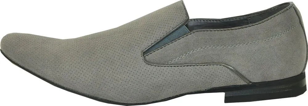 Bravo Mens Dress Shoes Berto-6 Faux Suede Loafer Fashion with A Plain Round Point Toe