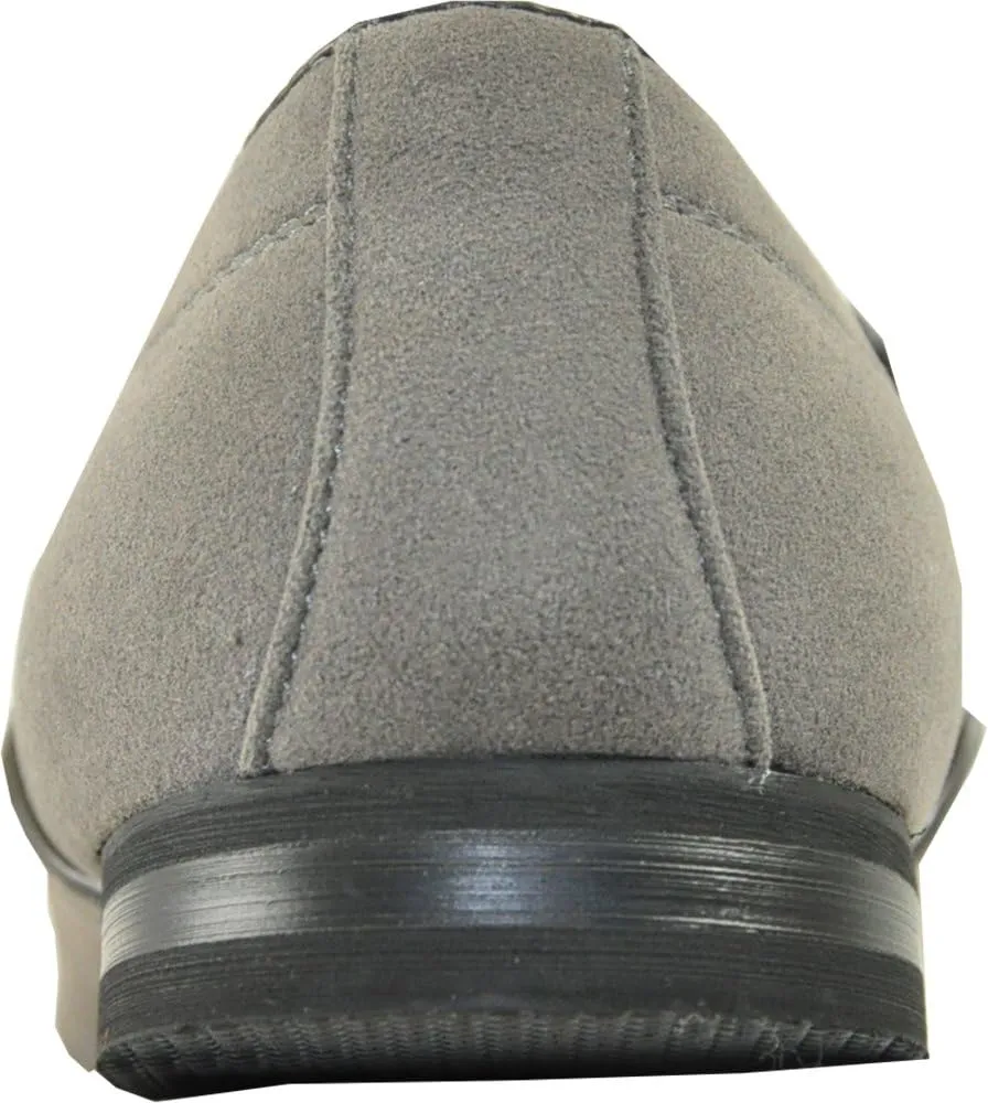 Bravo Mens Dress Shoes Berto-6 Faux Suede Loafer Fashion with A Plain Round Point Toe
