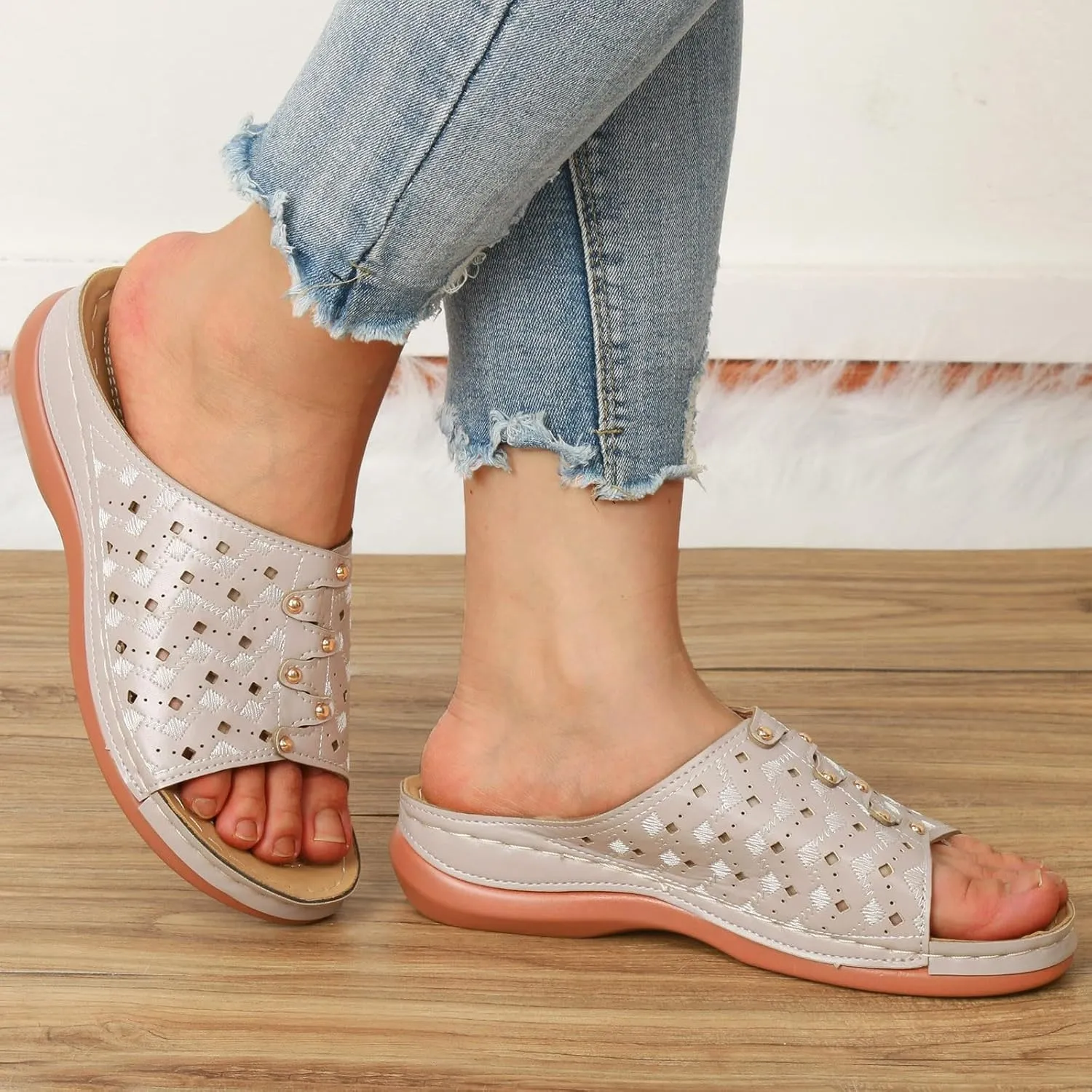 Breathable Mesh Sandals for Women, Women's Comfy Orthotic Sandals, Dressy Summer Flip Flops Casual Walking Wedges