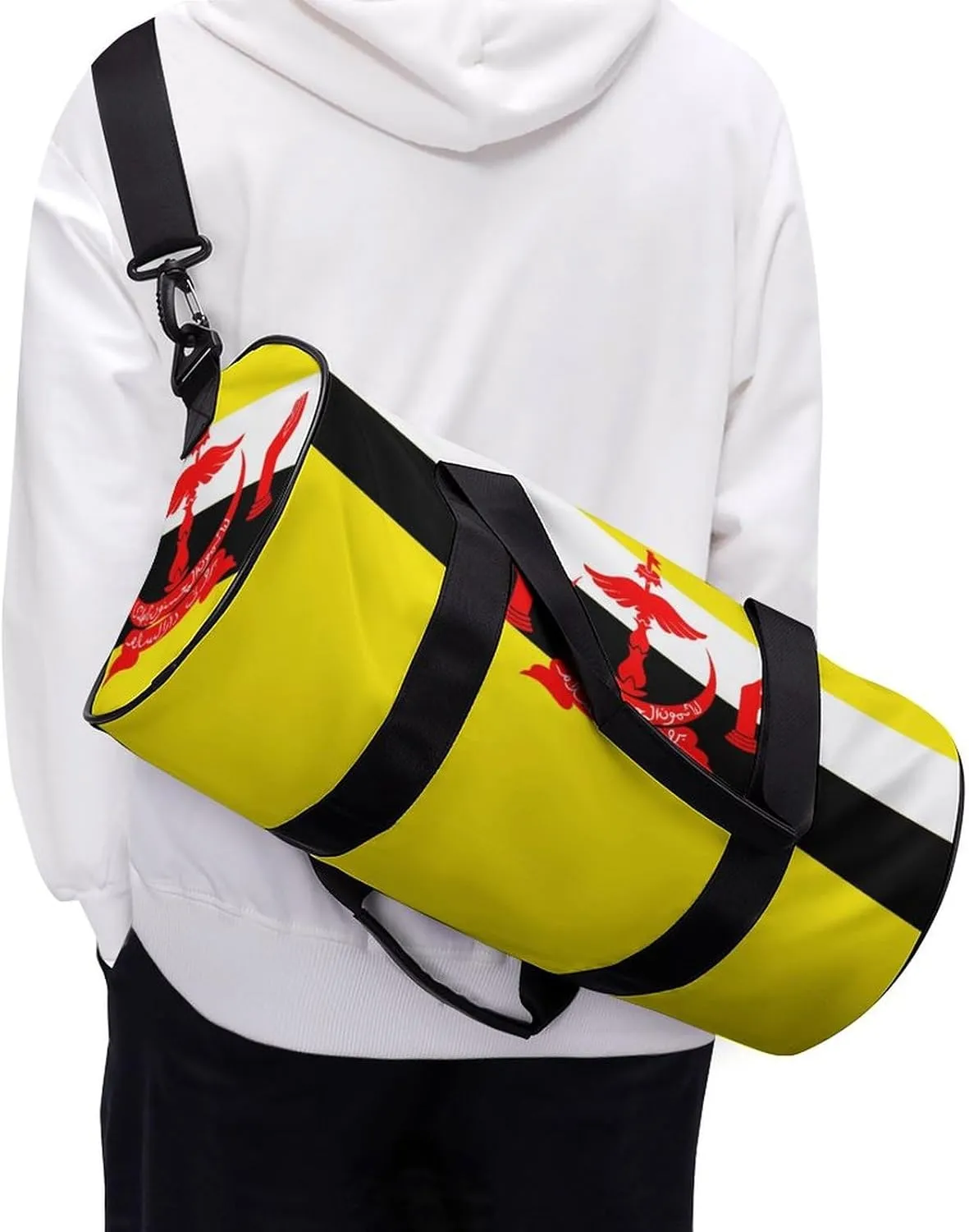 Brunei Flag Gym Duffel with Wet Pocket for Boys Girls Sports Travel Overnight Weekender