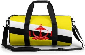Brunei Flag Gym Duffel with Wet Pocket for Boys Girls Sports Travel Overnight Weekender