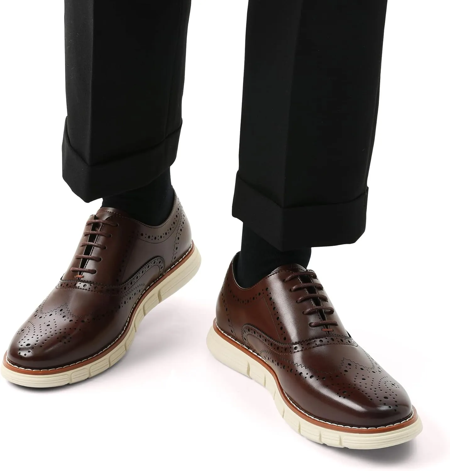 Bruno Marc Men's Crossflex Dress Sneakers Wingtip Derby Casual Oxford Formal Shoes