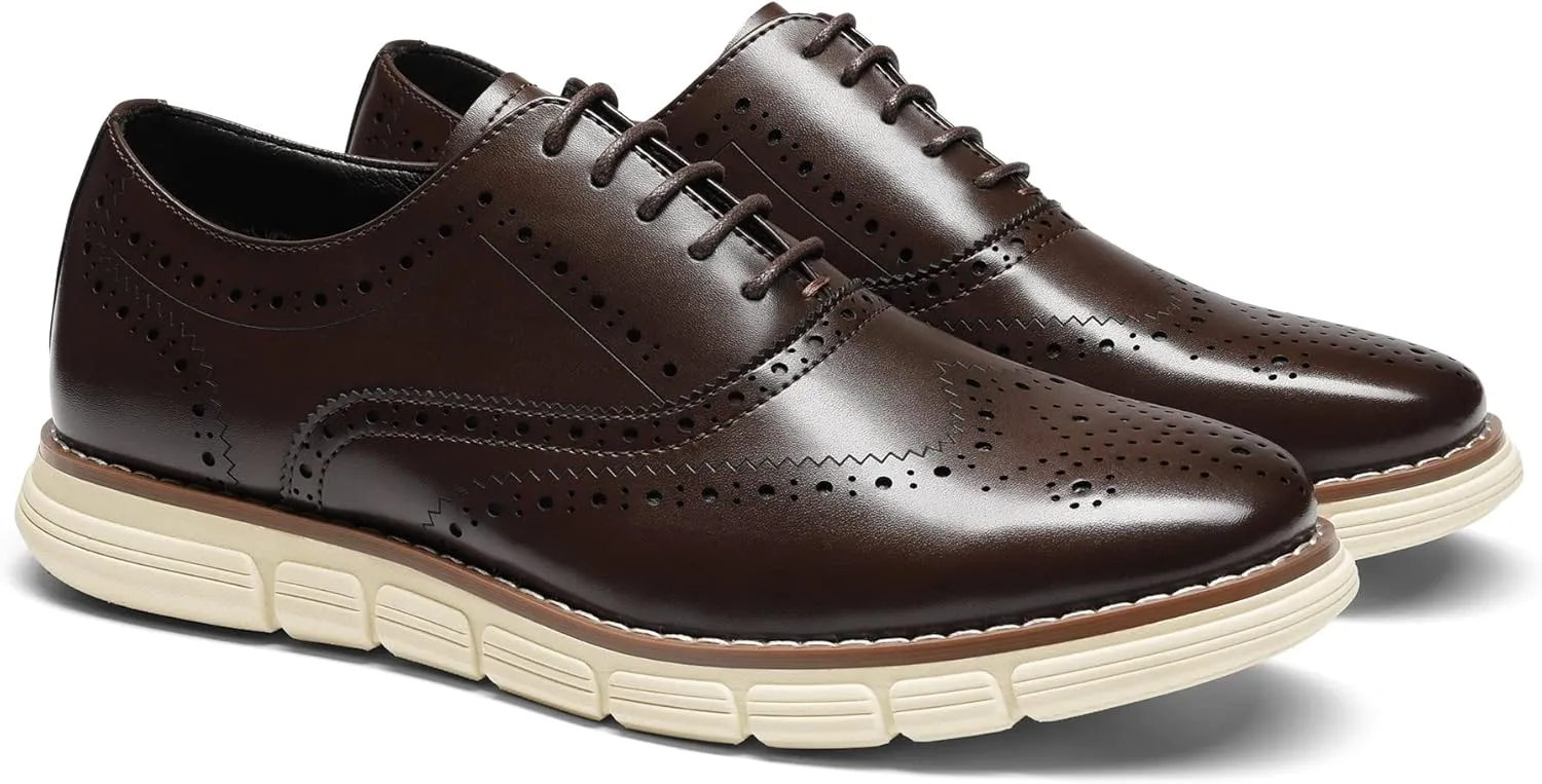 Bruno Marc Men's Crossflex Dress Sneakers Wingtip Derby Casual Oxford Formal Shoes