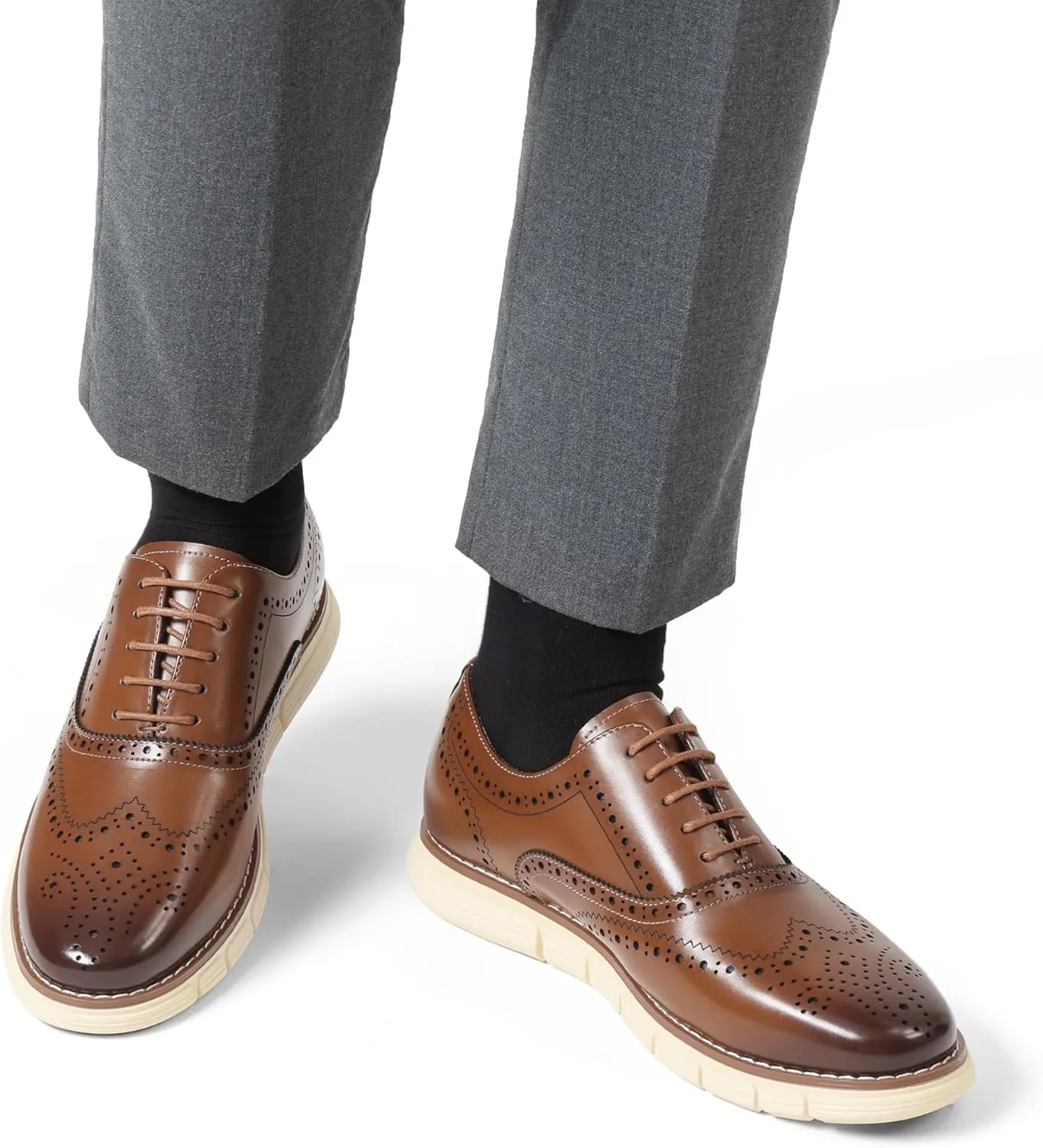 Bruno Marc Men's Crossflex Dress Sneakers Wingtip Derby Casual Oxford Formal Shoes