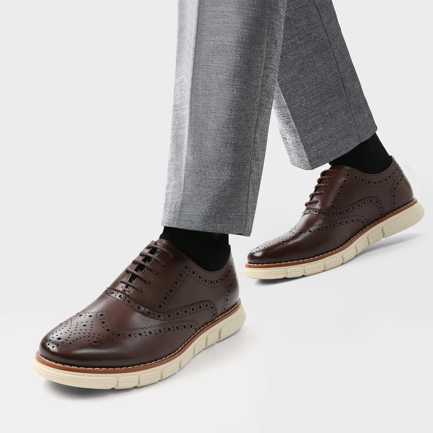 Bruno Marc Men's Crossflex Dress Sneakers Wingtip Derby Casual Oxford Formal Shoes