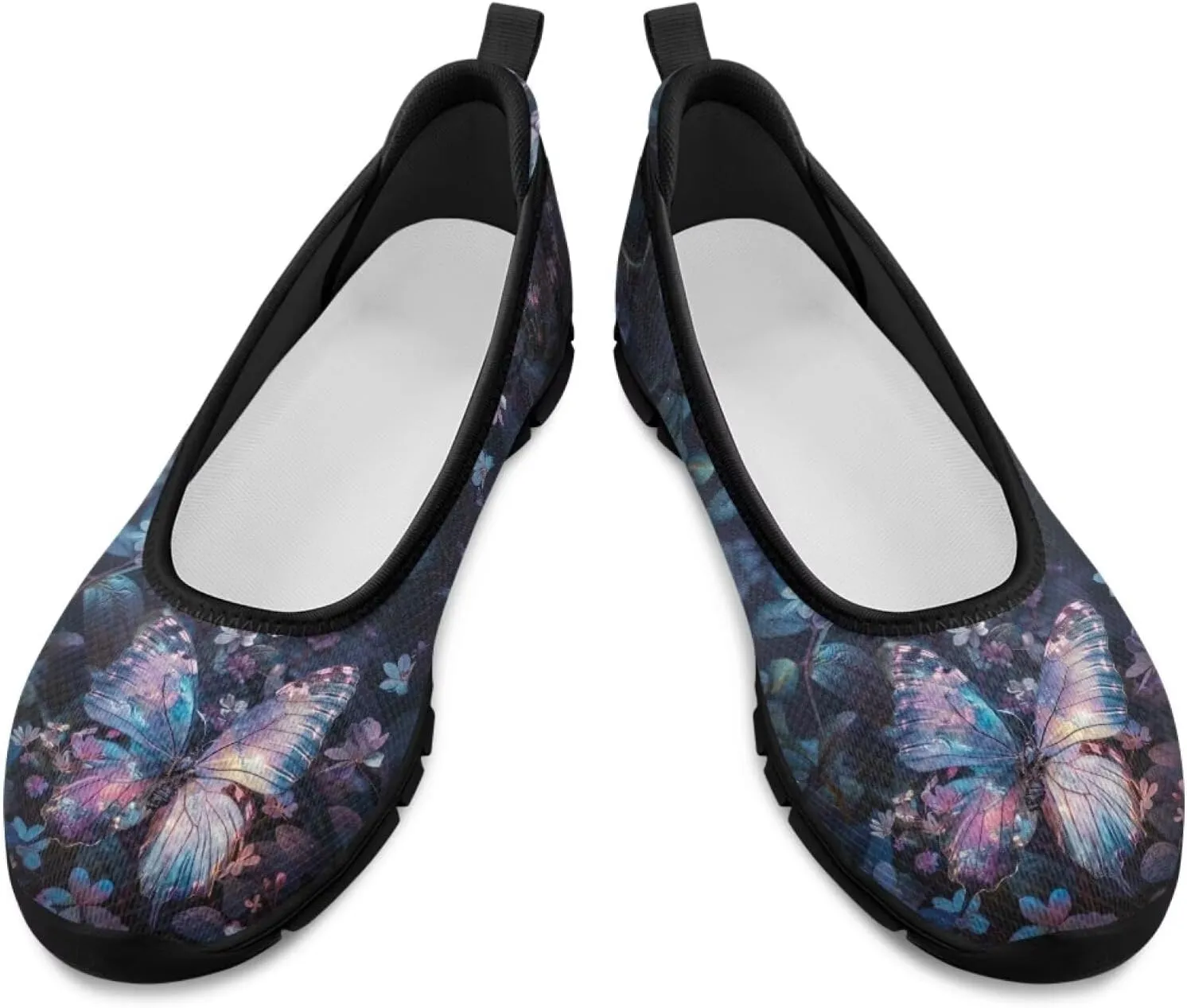 Butterfly Design Shoes for Women Slip On Loafer Flats Mesh Non Slip Low Cut Indoor Outdoor Comfortable Casual Footwear