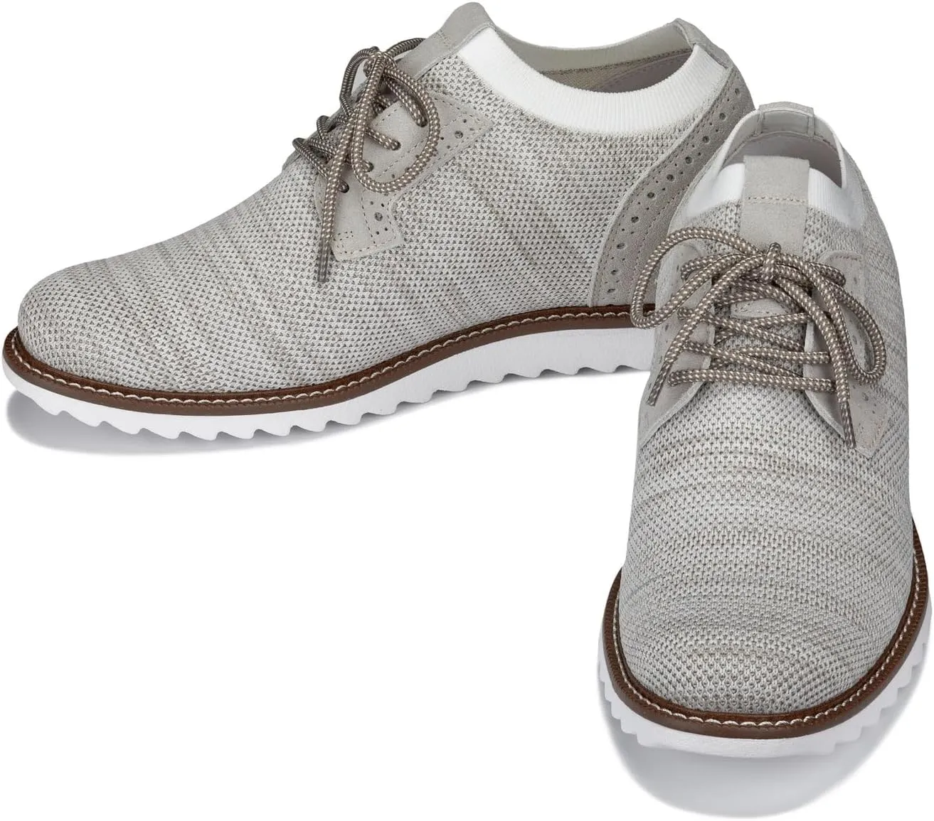 CALTO Men's Invisible Height Increasing Elevator Shoes - Cream Lightweight Lace-up Casual Derby - 3.2 Inches Taller - J1505 - Size 10.5 D(M) US